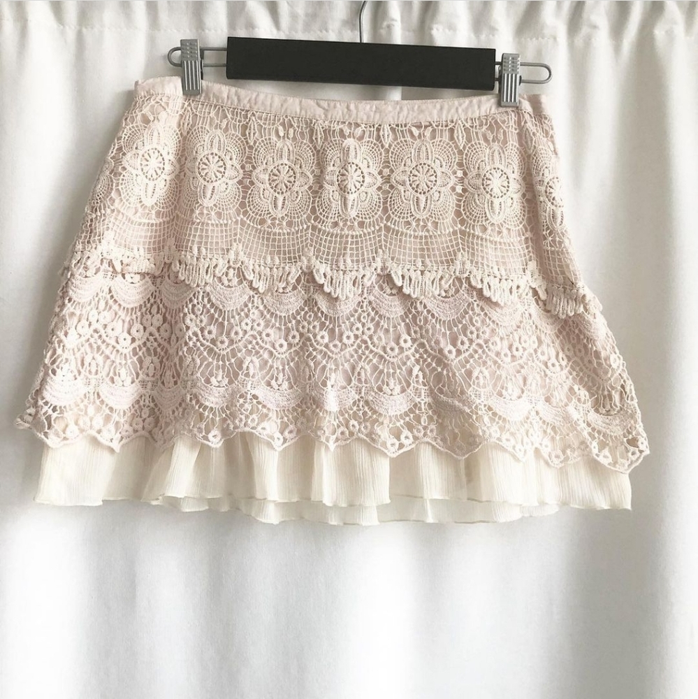 Promod Light Blush Crochet Skirt